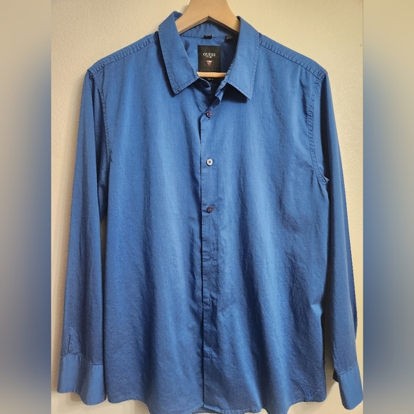 Guess Dress Shirt Men's Slim Fit Large Blue - Picture 1 of 10